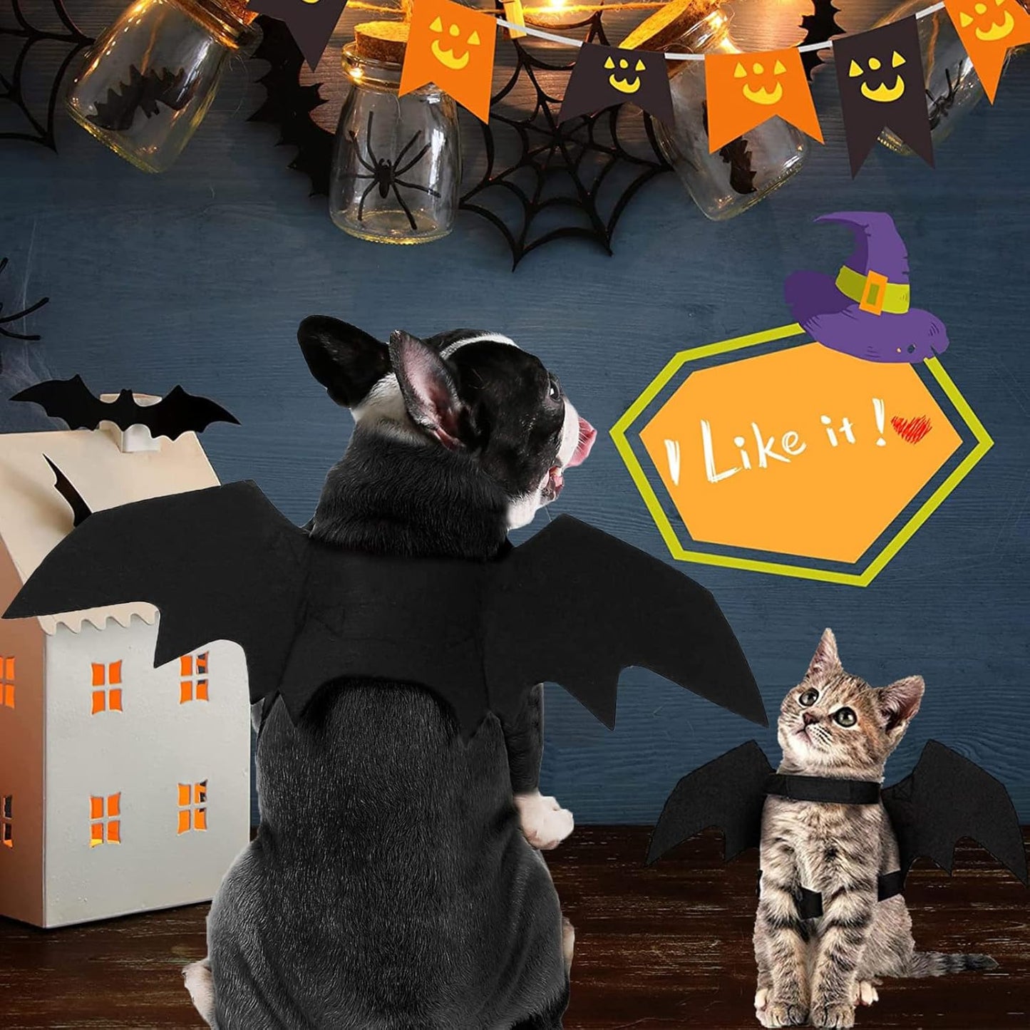 Dog Halloween Costumes, Cat Dog Bat Costume Wings Pet Bat Wings for Small Medium and Large Dog, Cat Dog Costume Funny Cat Apparel, Cosplay Clothes, Cool Dog Outfits (L)