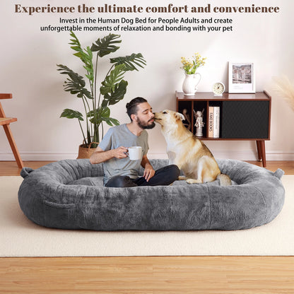 Large Dog Bed 71"X48"X14", Giant Dog Bed for People Adults, Pets and Kids with Removable Cover