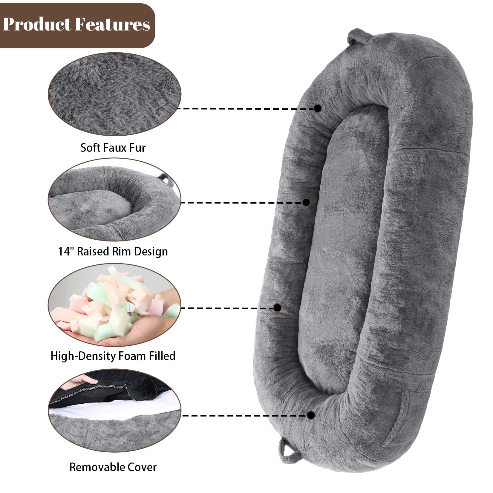 Large Dog Bed 71"X48"X14", Giant Dog Bed for People Adults, Pets and Kids with Removable Cover